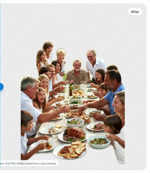 app nobg.eu: dopo la stessa scena con lo sfondo rimosso, trasparenza a scacchiera