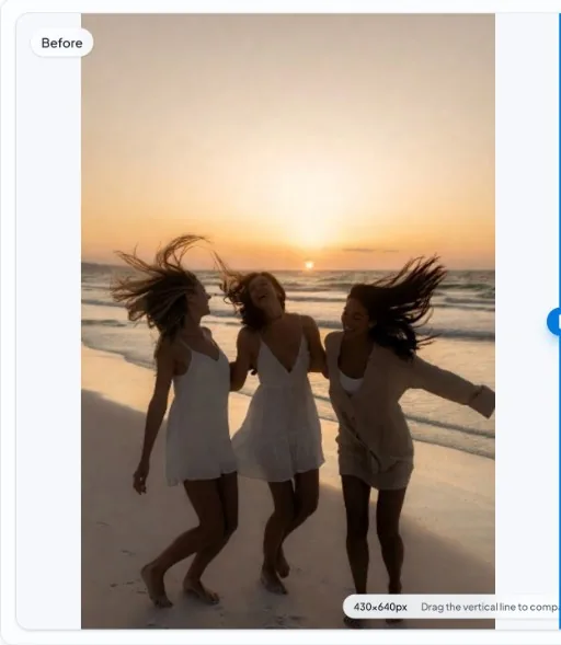 Remove background from hair online — before: beach portrait with flyaways against bright sky (nobg.eu)