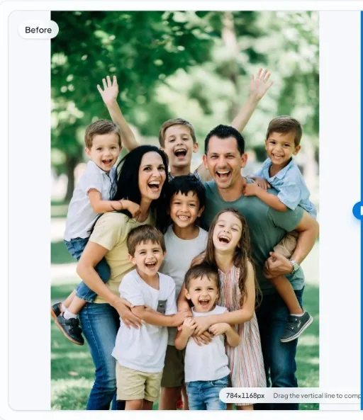 nobg.eu app: before—large group portrait in bright outdoor greenery